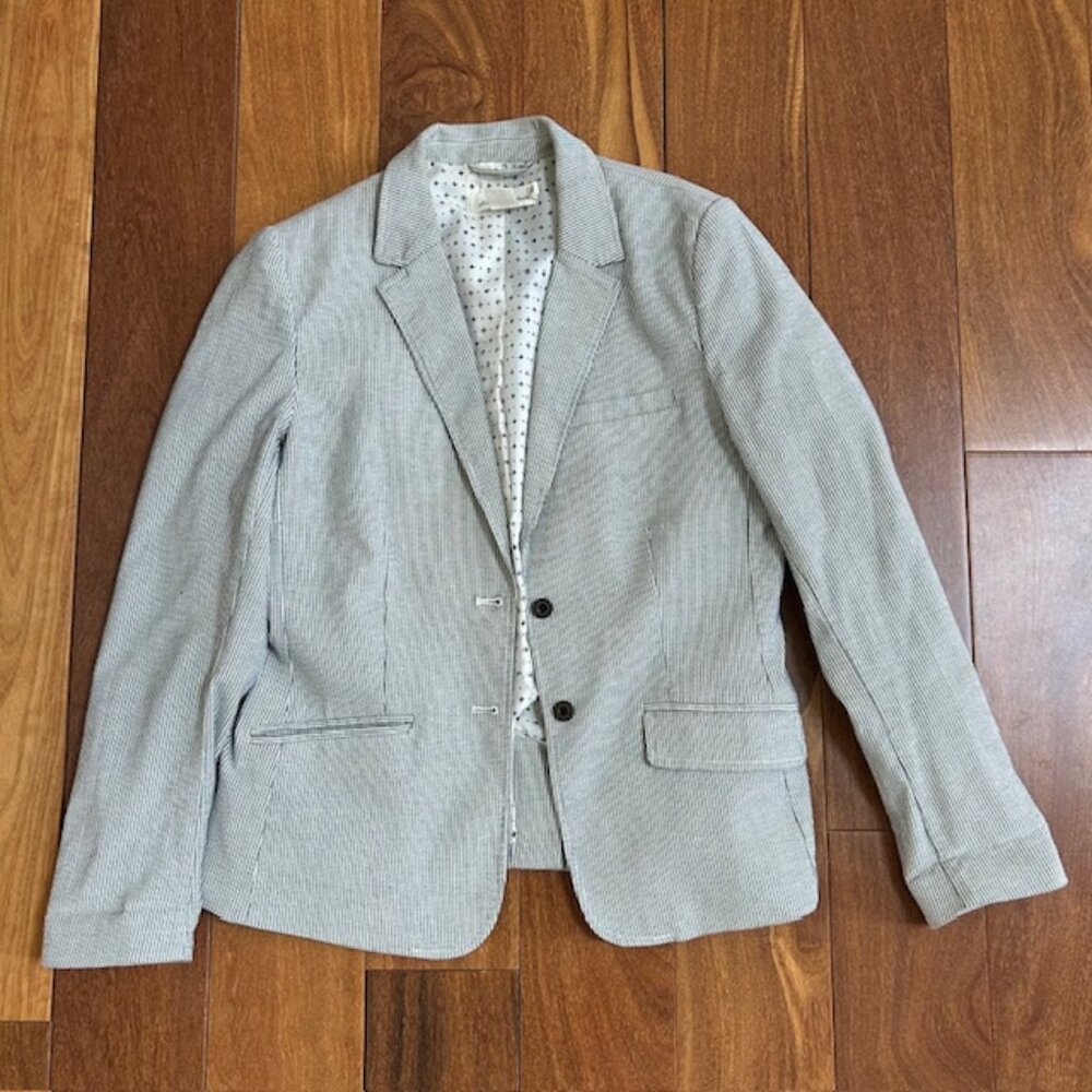 H&M Logg navy white pinstripe two button jacket